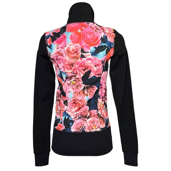Lululemon Nice Asana Jacket Full Zip Secret Garden Black Pink Women's Size 4 - Picture 2 of 11